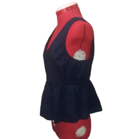 🎈J.Crew Dark Navy Peplum Crop Top Sz 10P - Picture 2 of 6